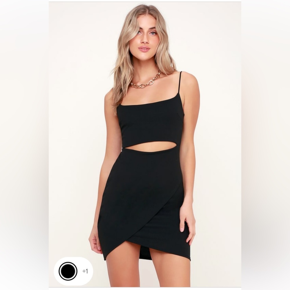 NWT Lulu’s Cutout On The Town Black Cutout Bodycon Dress